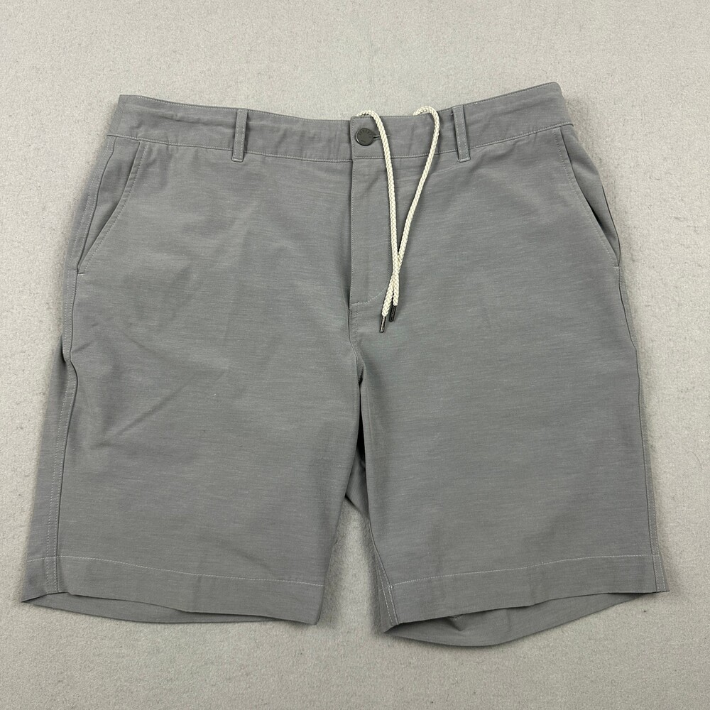 Faherty Shorts Men 35 Slate Gray Solid All Day Chino Drawstring Stretch Hybrid